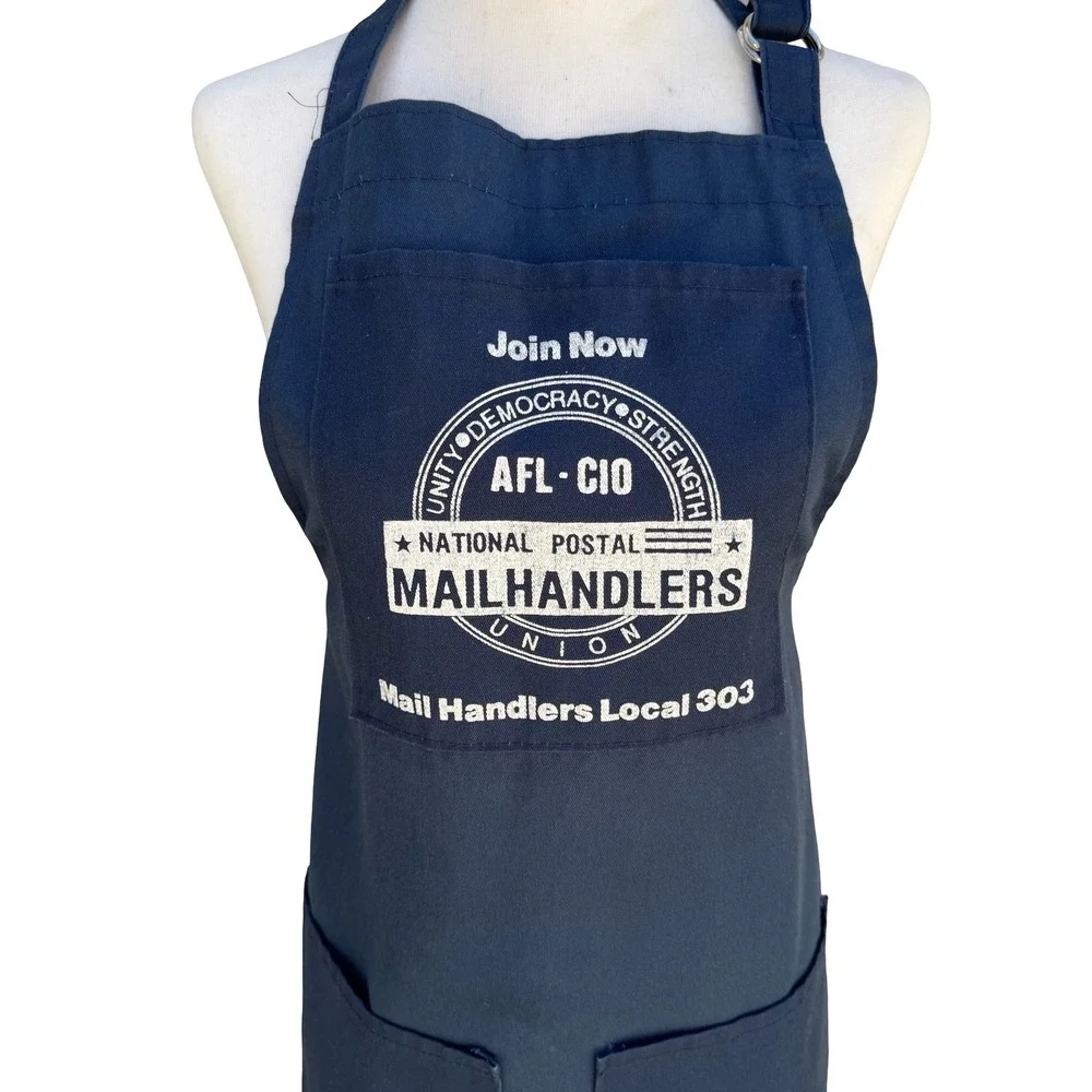 National Postal Mail Handlers Union Local 303 Navy Canvas Work Apron Pockets